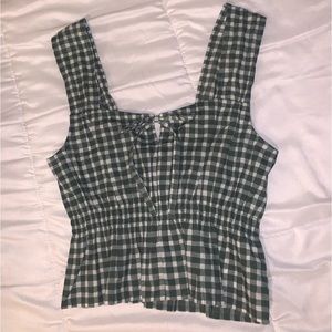 MADEWELL Gingham Check Smocked Peplum Tank